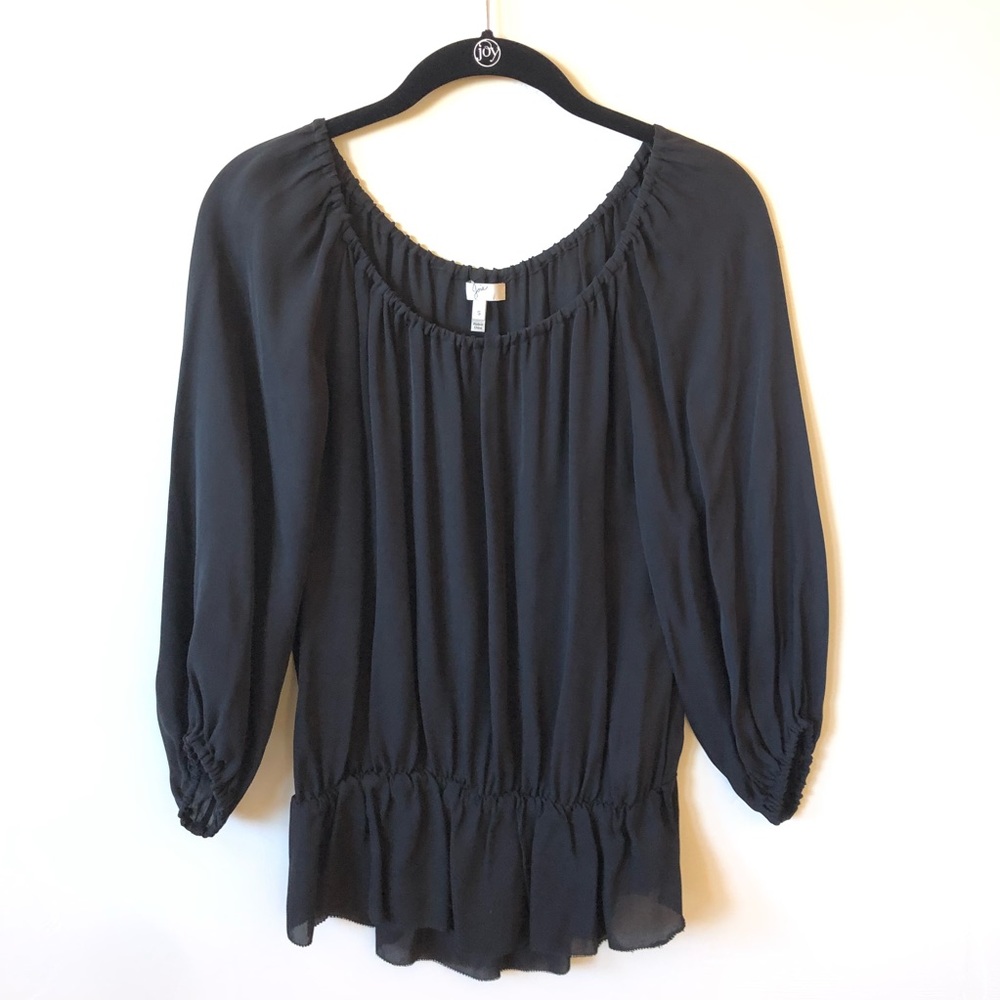 Joie NWOT Peplum Hem Silk Blouse in Black